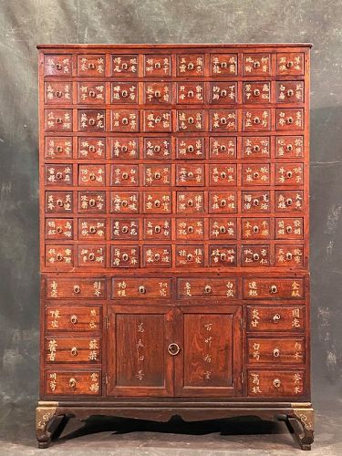 Antique Korean Herbal Medicine Chest Maple Early 20th C
