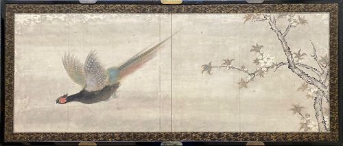 Japanese Antique Screen with Pheasant