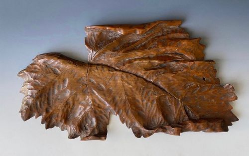 Japanese Antique Carved Leaf Tray