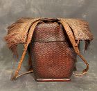 Antique Philippine Ifugao Tribal Basket with Rain Protector