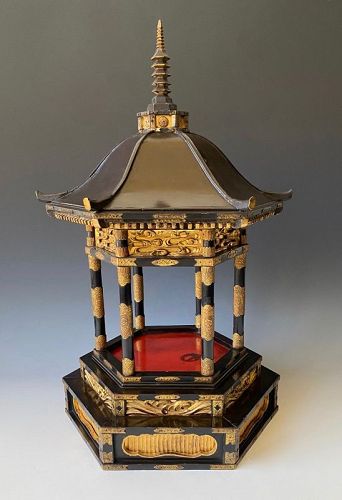 Japanese Antique Rare Lacquered Buddhist Pagoda