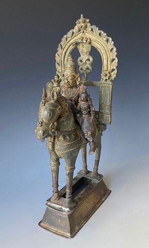 Indian Antique Bronze Khandoba and Mhalsa on Horseback