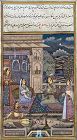 Indian Antique Miniature Painting of Figures in Courtyard