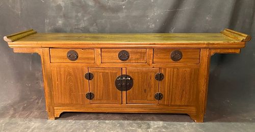 Antique Chinese Altar Coffer Chest Elm Wood