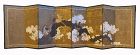 Antique Japanese Screen Painting with Phoenixes in Tree