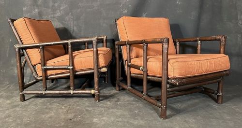 Pair of Iconic McGuire Club Chairs C. 1970's