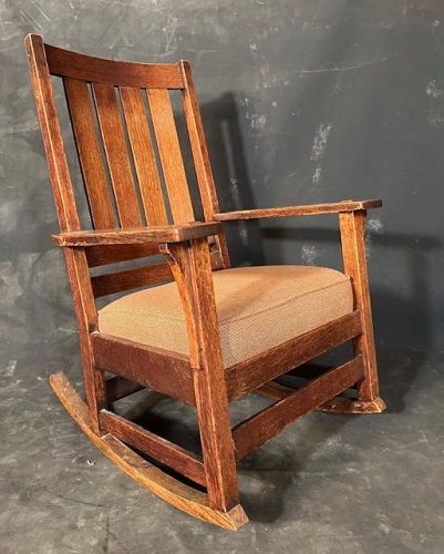 Antique Stickley Arts & Crafts Mission Oak Rocking Chair