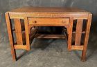 Limbert Mission Oak Arts & Crafts Desk or Library Table With Built-In