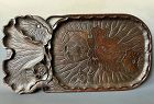 Large Antique Japanese Carved Keyaki Lotus Tray