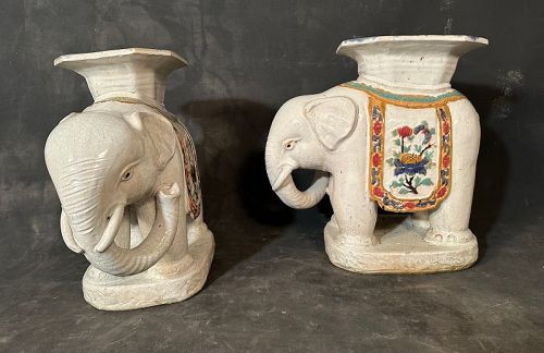 Pair of Chinese Garden Elephants Garden Stand