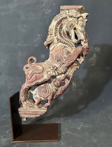 Indian Mounted Carved Wood Yali