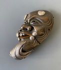 Antique Japanese Okina Noh Mask Pin