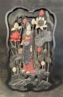 Meiji Japanese Carved Lacuered Quanyin  & Fish Basket