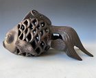 Vintage Iron Japanese Garden Lantern Fantail Goldfish