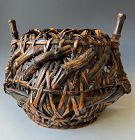 Japanese Wooven Bamboo Ikebana Flower Basket