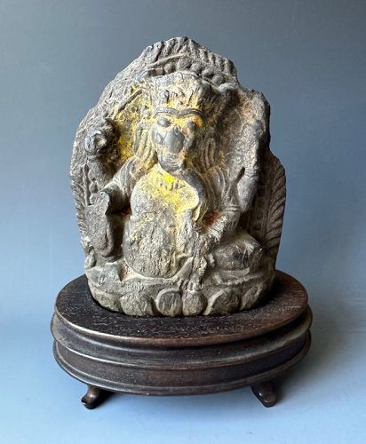 Early 16th Century Nepalese Stone Seated Ganesha