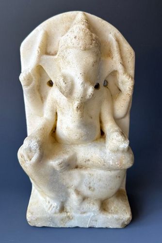 17th Century Indian Marble Seated Ganesha