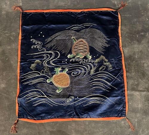 Edo Japanese Fukusa Embroidery Minogame Turtle Fukusa