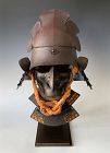 Edo Period Japanese Samurai Helmet with Karasu Menpō