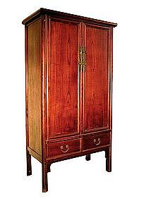 Chinese Elm Wood Cabinet with 2 Drawers