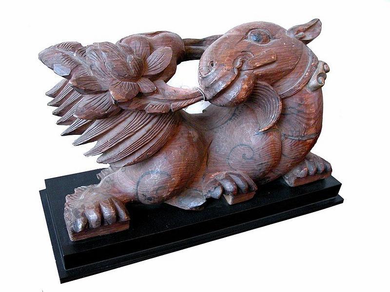 Antique Chinese Architectural Wood Carving of Beast