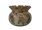 Japanese Satsuma ware bowl in the shape of Money Pouch