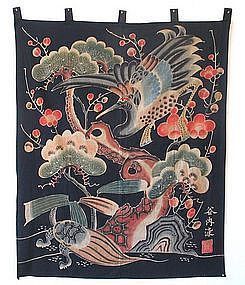 Japanese Futon Cover with Crane and Turtle Design