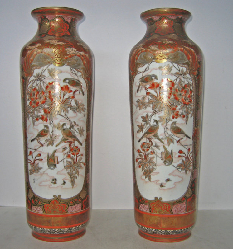 Pair of Japanese Kutani Vases