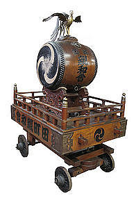 Large Antique Japanese Buddhist Processional Drum