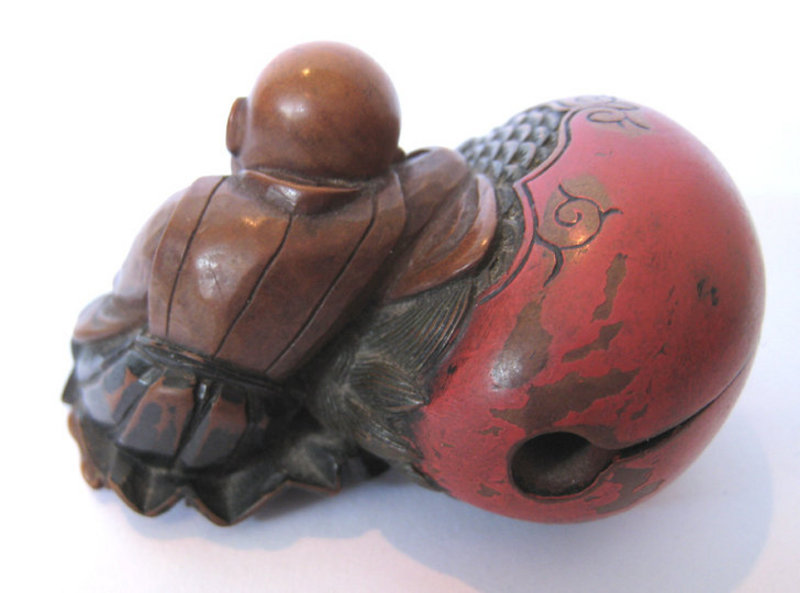 Japanese Antique Boxwood Netsuke of Sleeping Monk