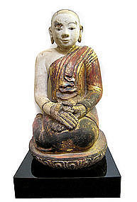 Burmese Large Dry Lacquer Figure of Seated Monk