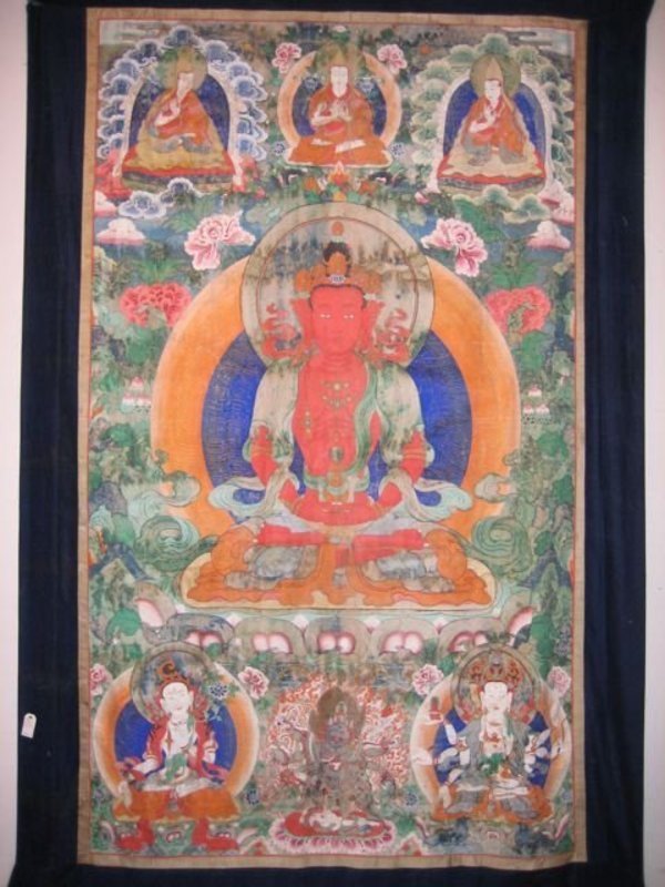 Huge Tibetan Antique Thangka of Amitayus