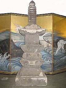 Japanese Antique 8-Part Stone Lantern Pagoda