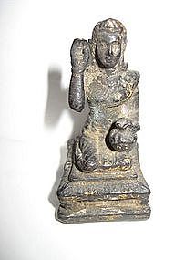 Antique Cambodian Bronze Kneeling Bodhisatva Figure