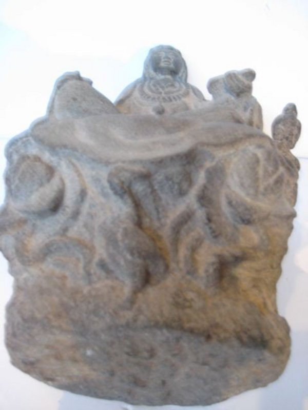 Chinese Ming Black Stone Seated Quanyin