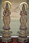 Japanese Pair Antique Attendant Bodhisatvas