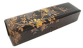 Japanese Antique Black and Gold Lacquer Letter Box