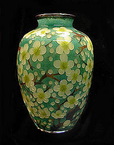 Japanese Plique a Jour Vase with Plum Blossoms