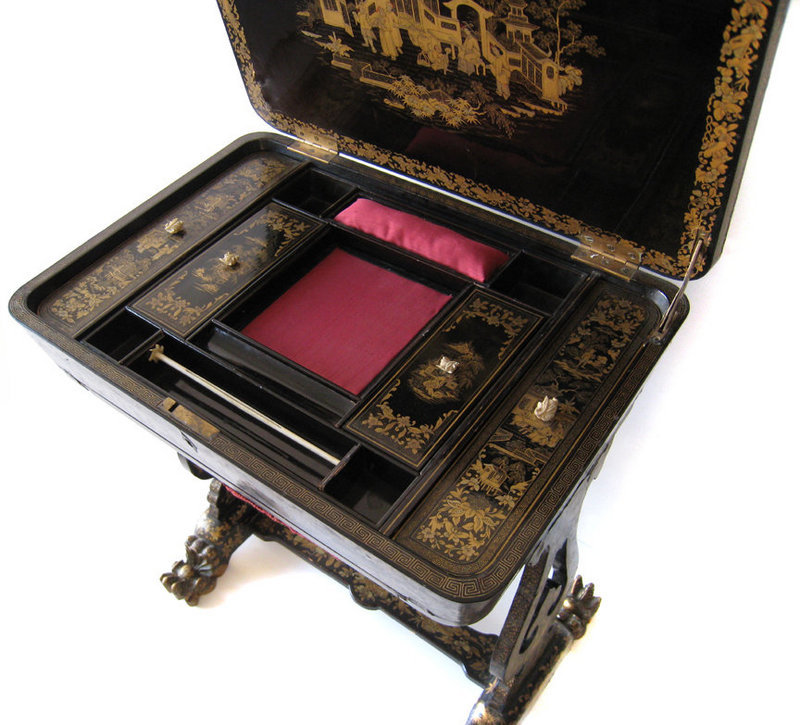Beautiful Chinese Antique Lacquer Sewing Table
