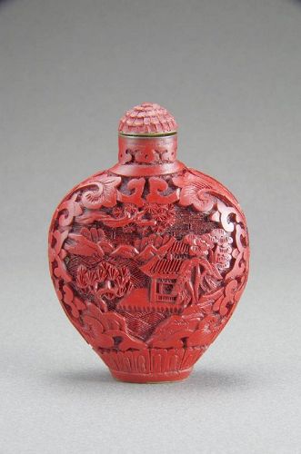 Extremely Nice Old Cinnabar Chinese or Japanese Snuff Bottle
