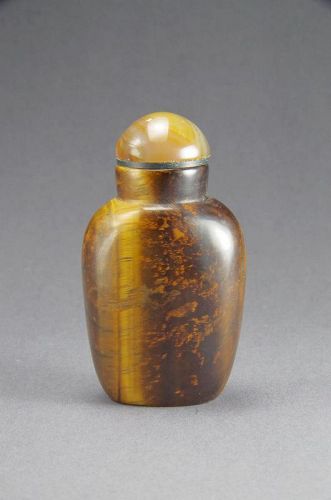 Nicely Carved Golden Tiger Eye Chinese Snuff Bottle